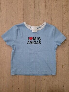 Zara Girl's Light Blue 'I ♥ Mis Amigas' Graphic Tee